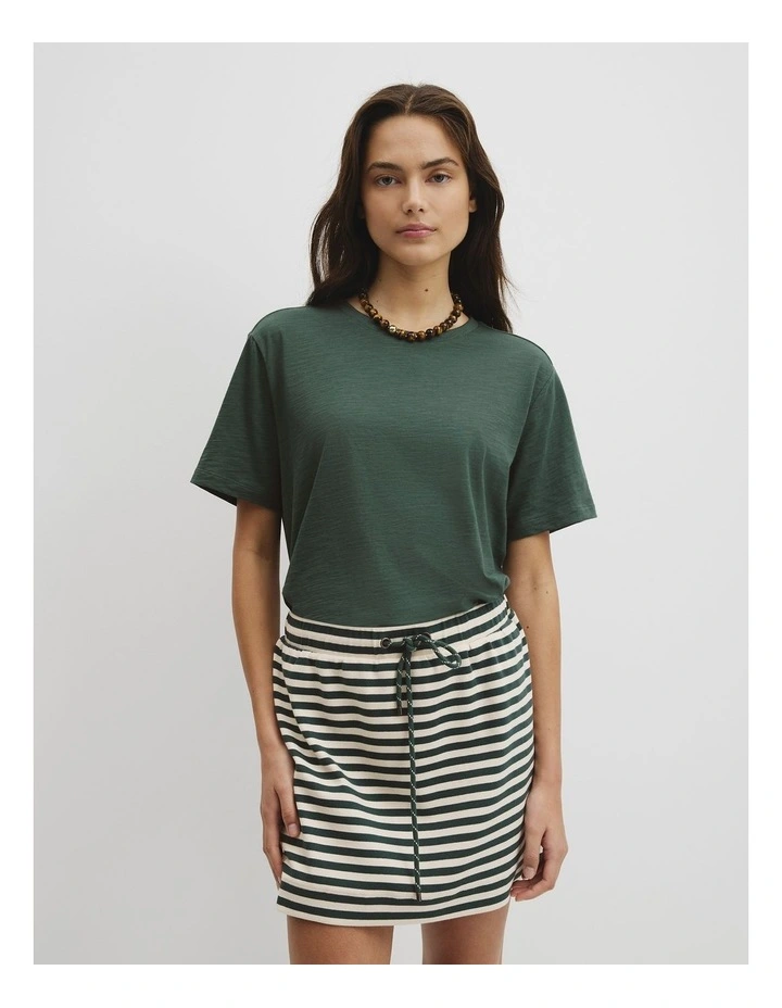 Textured Short Sleeve Slub T-shirt in Evergreen image 1