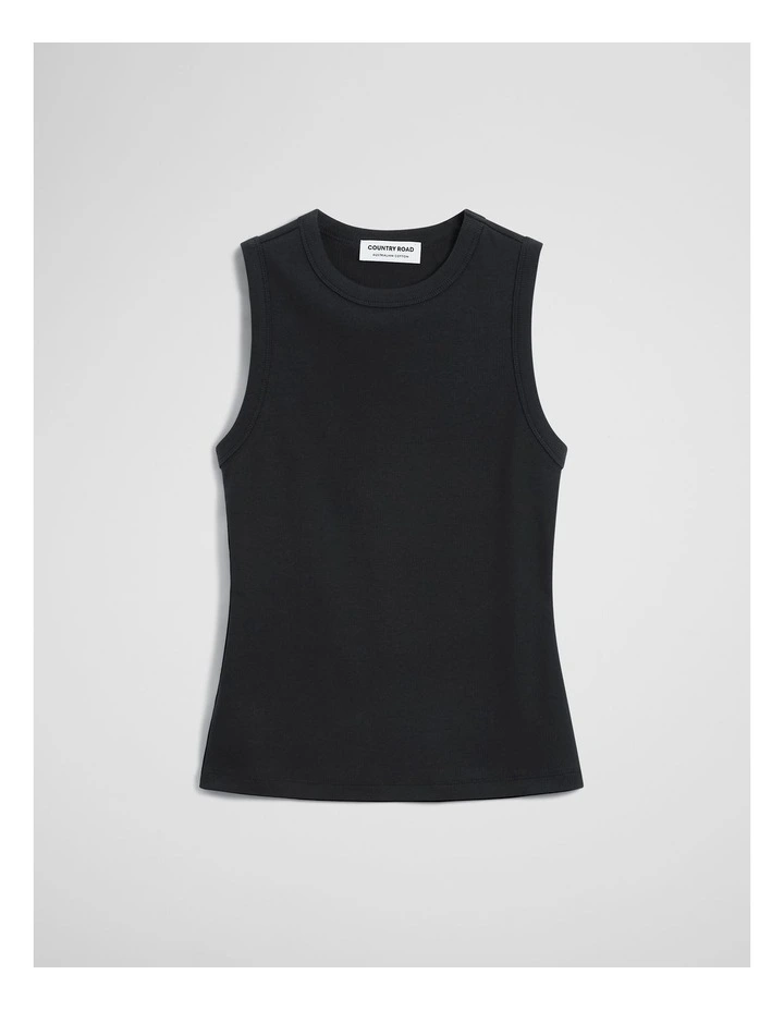 Australian Cotton High Neck Tank in Black image 2
