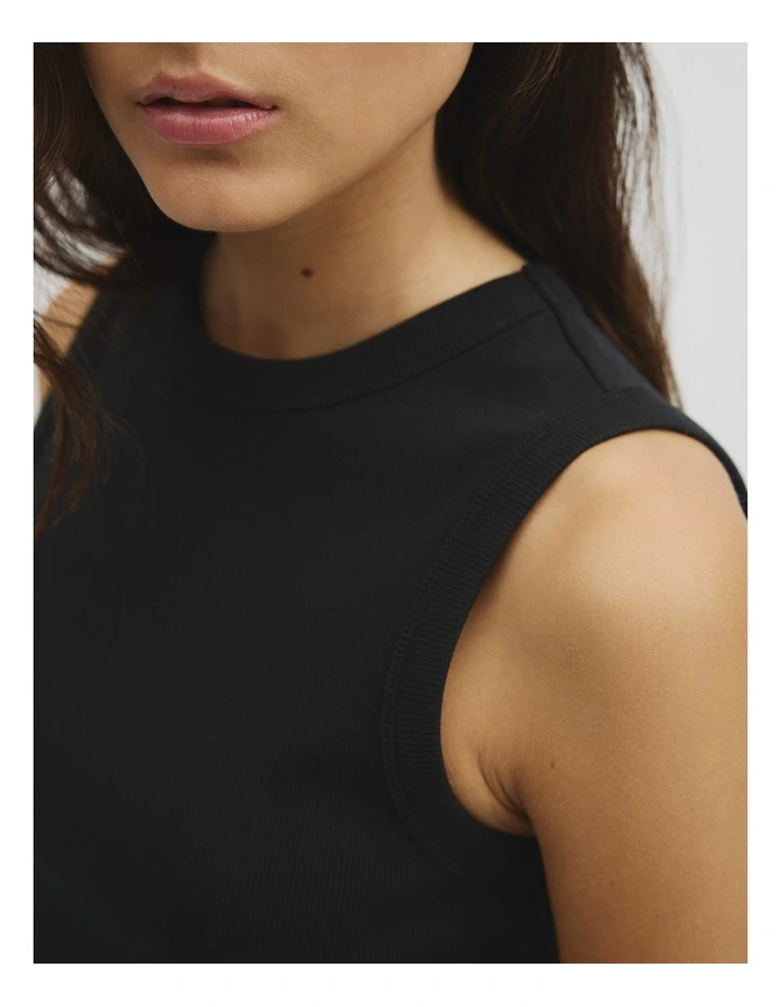 Australian Cotton High Neck Tank in Black image 3