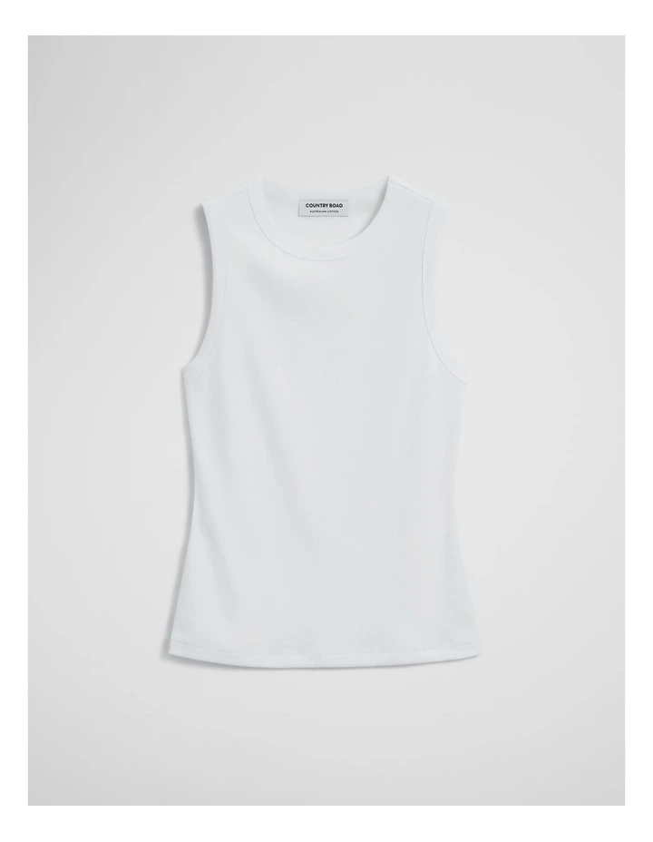 Australian Cotton High Neck Tank in White image 2