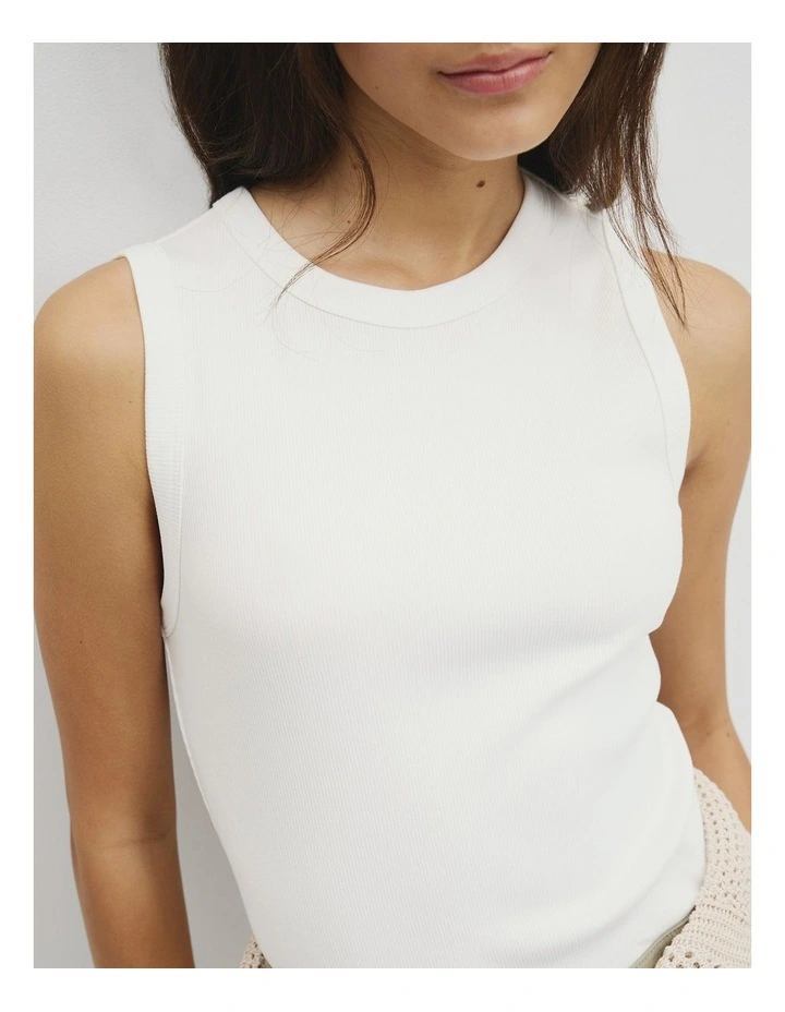 Australian Cotton High Neck Tank in White image 3
