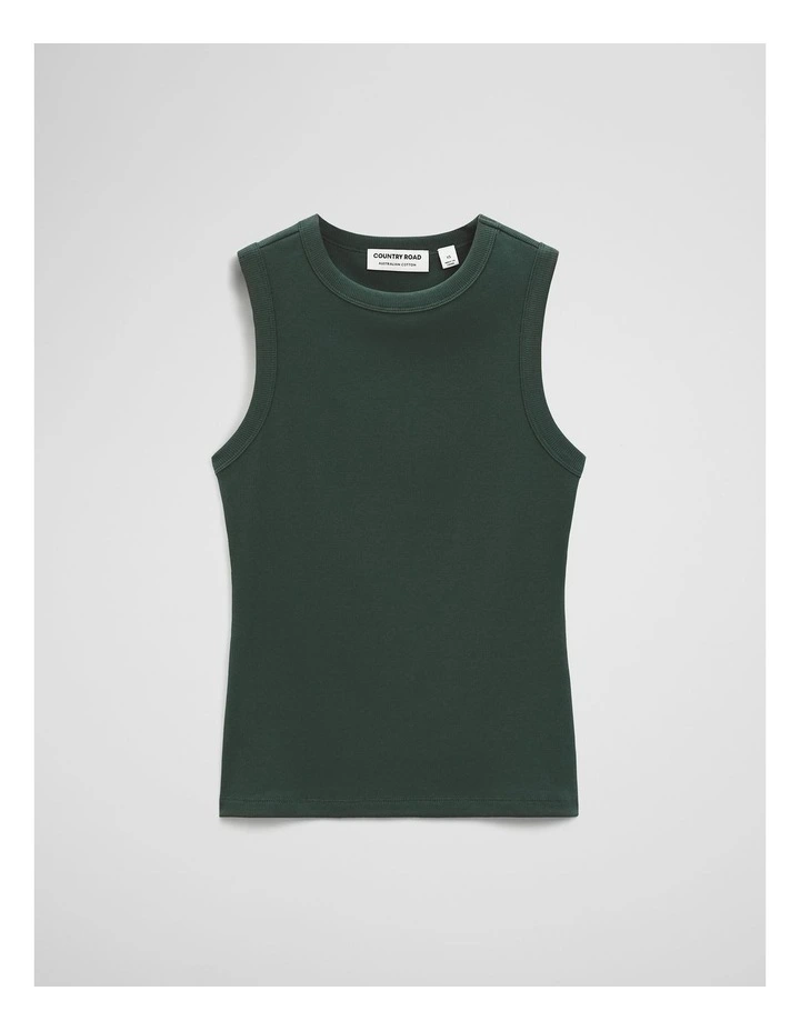 Australian Cotton High Neck Tank in Evergreen image 2