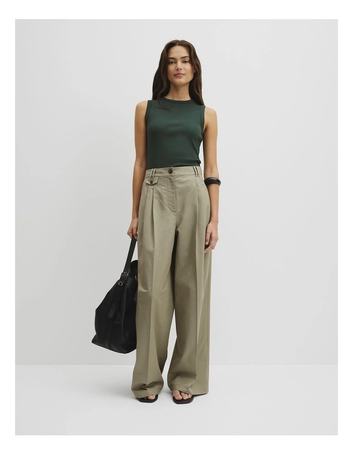 Australian Cotton High Neck Tank in Evergreen image 4