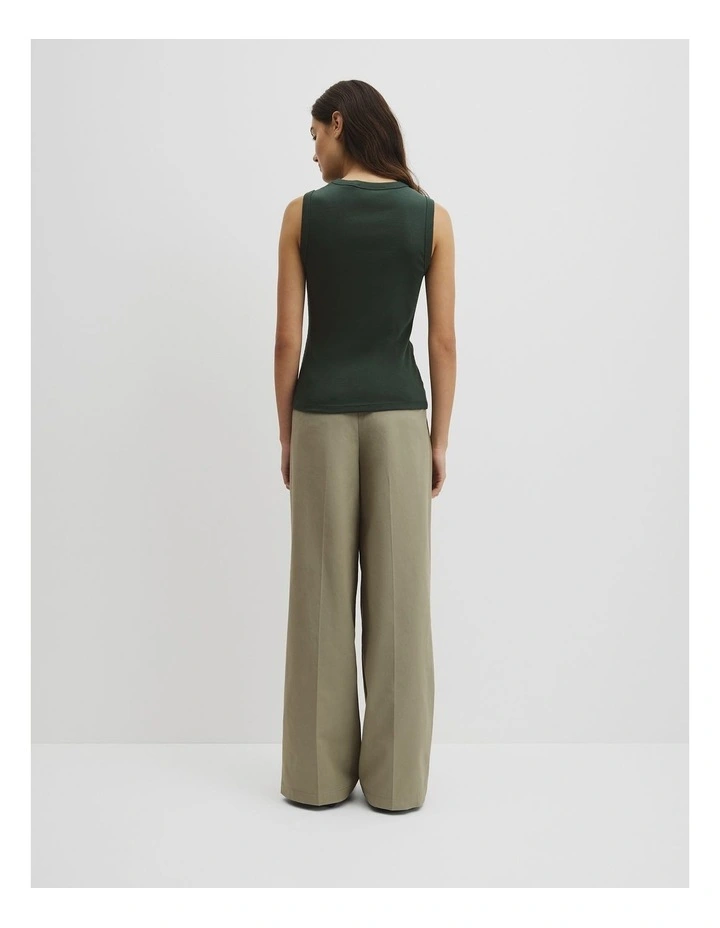 Australian Cotton High Neck Tank in Evergreen image 5