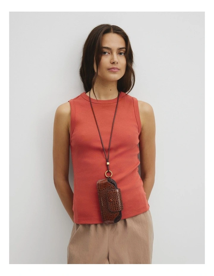 Australian Cotton High Neck Tank in Barn Red image 1