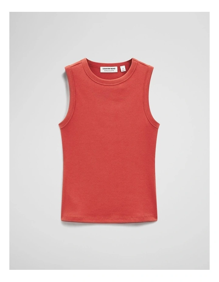 Australian Cotton High Neck Tank in Barn Red image 2