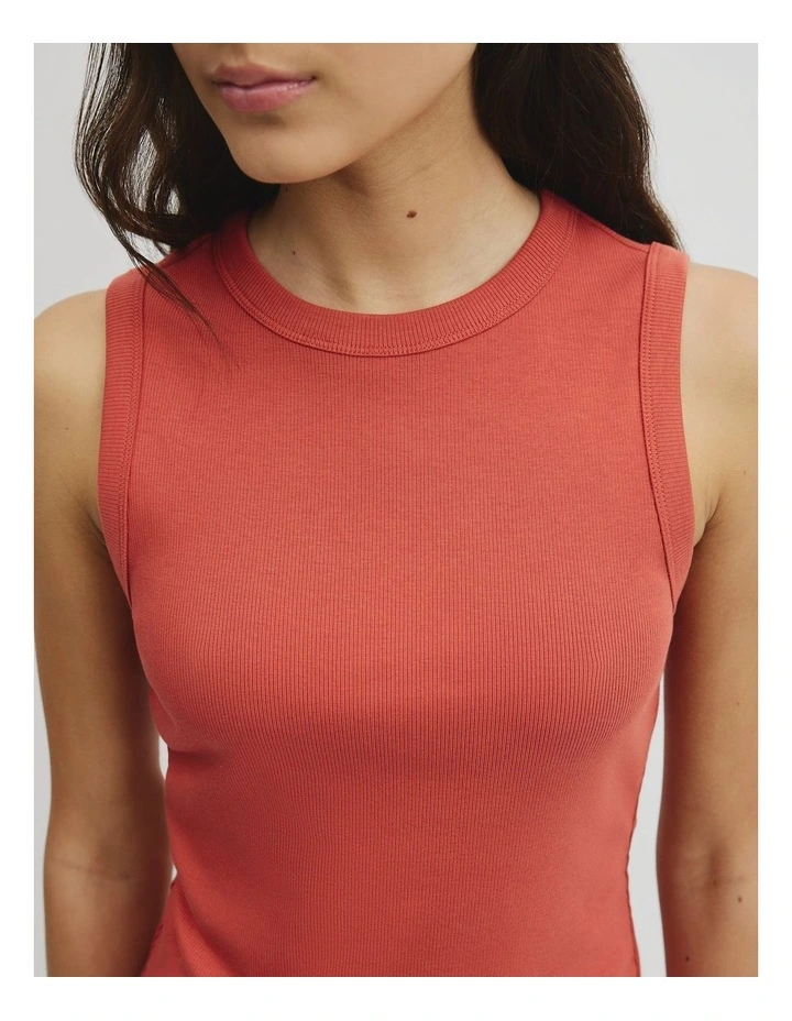 Australian Cotton High Neck Tank in Barn Red image 3