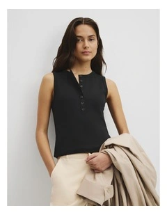 Henley Tank in Black