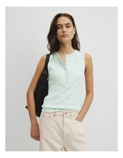 Henley Tank in Light Turquoise