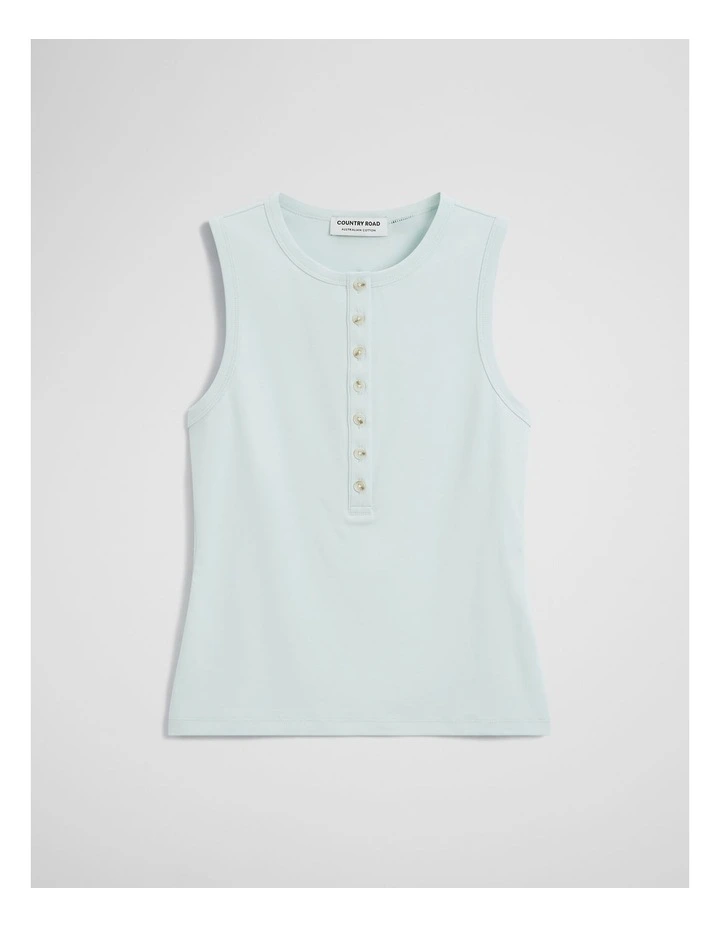 Henley Tank in Light Turquoise image 2