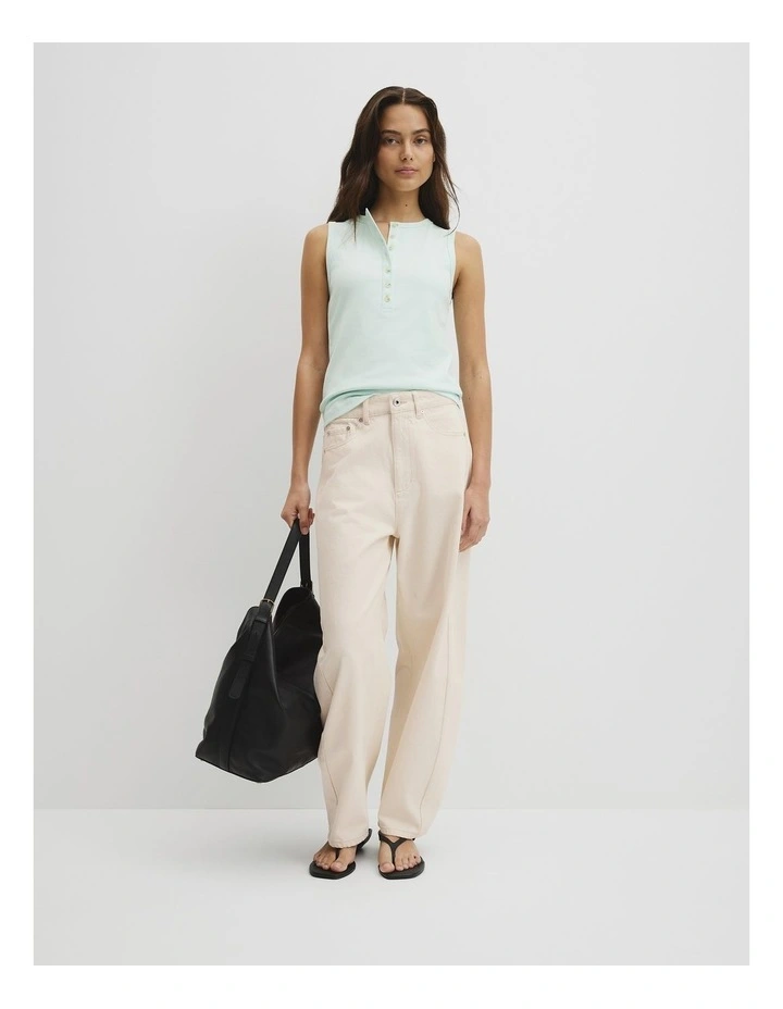 Henley Tank in Light Turquoise image 4
