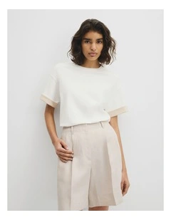 Cuff Sleeve T-shirt in Antique White