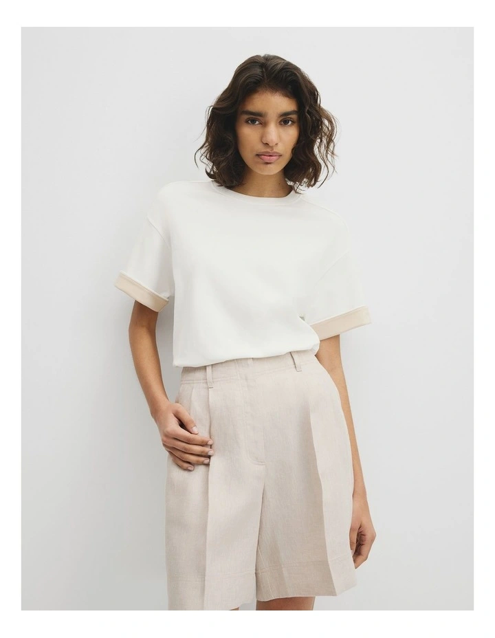 Cuff Sleeve T-shirt in Antique White image 1