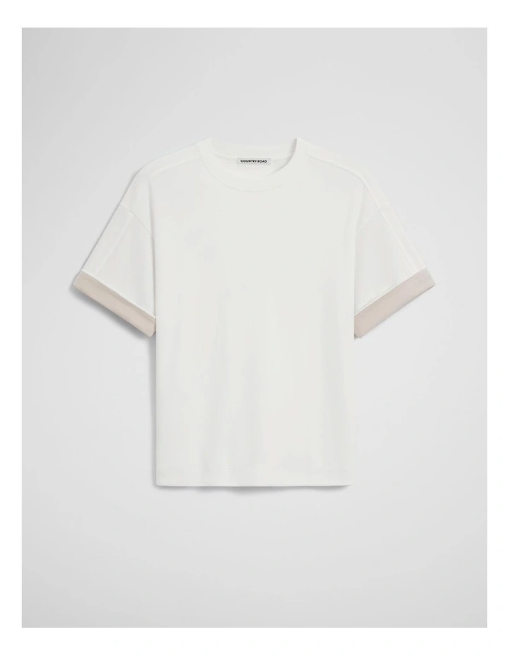 Cuff Sleeve T-shirt in Antique White image 2