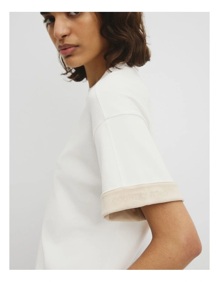 Cuff Sleeve T-shirt in Antique White image 3