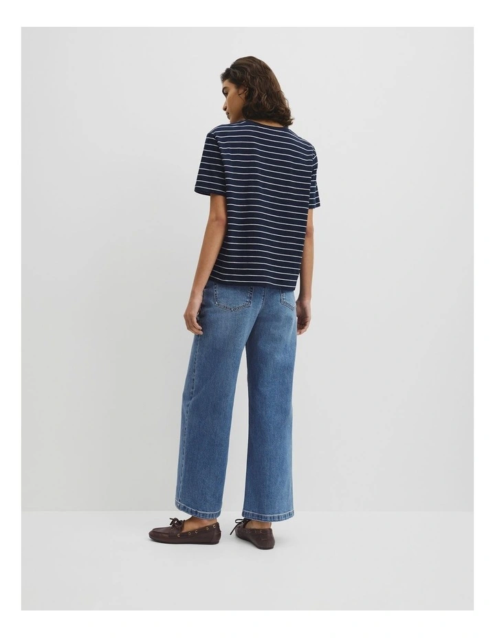 Stripe Textured Slub T-shirt in Navy Stripe image 5