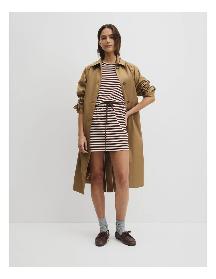 Australian Cotton Blend Stripe Boxy T-shirt in Umber Stripe image 4