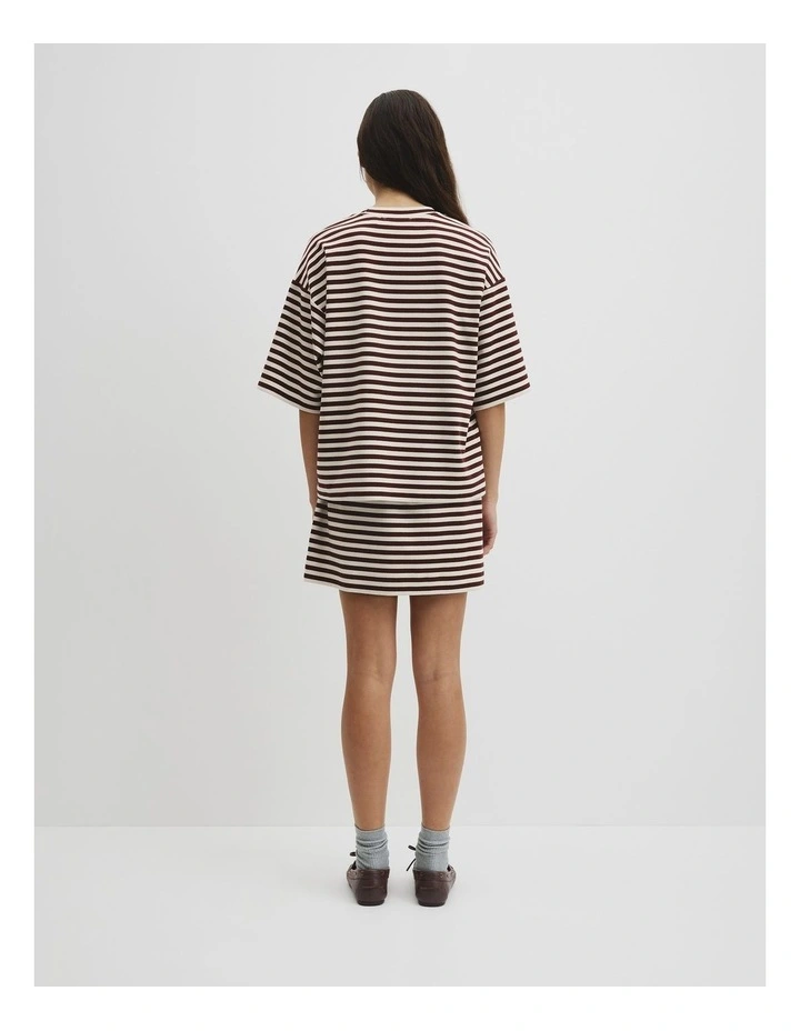 Australian Cotton Blend Stripe Boxy T-shirt in Umber Stripe image 5
