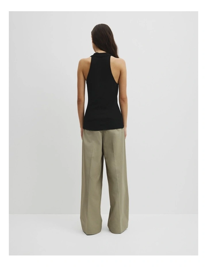 Wool V-neck Drape Tank in Black image 5