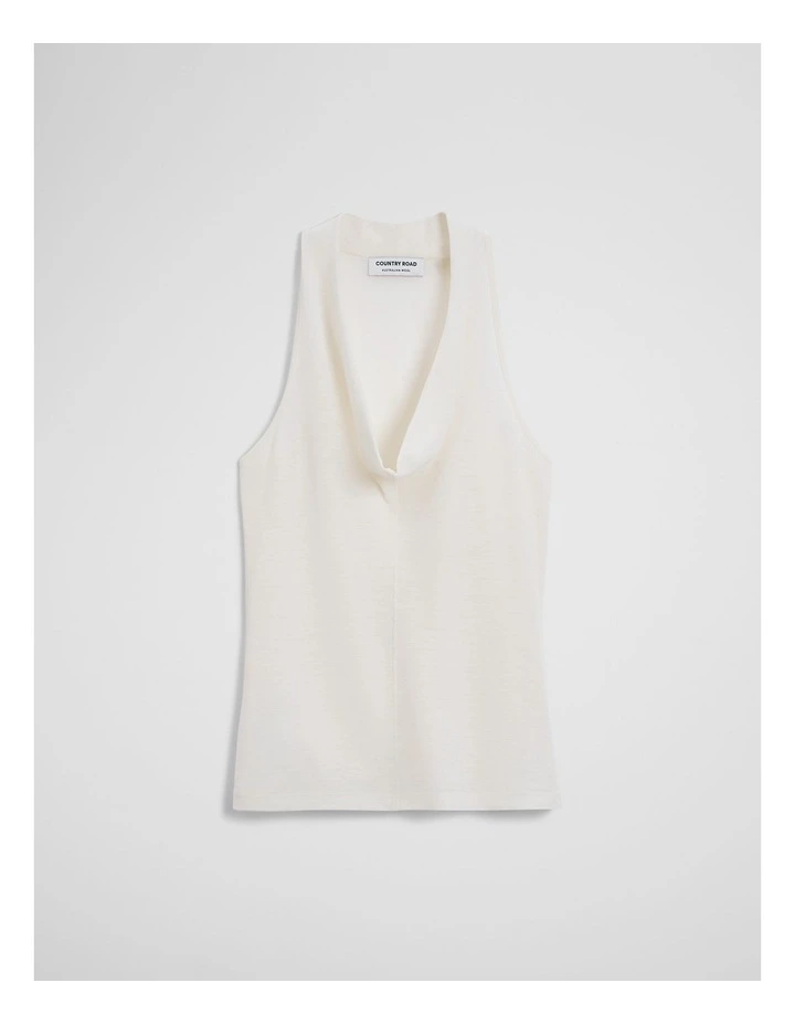 Wool V-neck Drape Tank in Ecru image 2