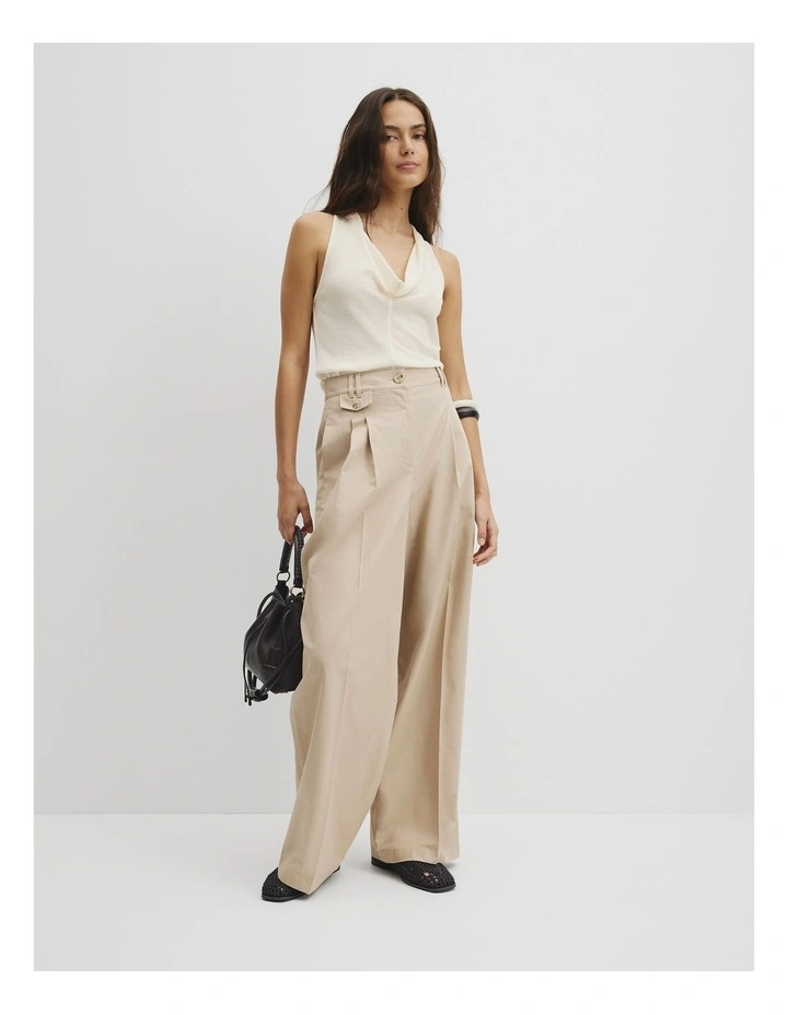Wool V-neck Drape Tank in Ecru image 4