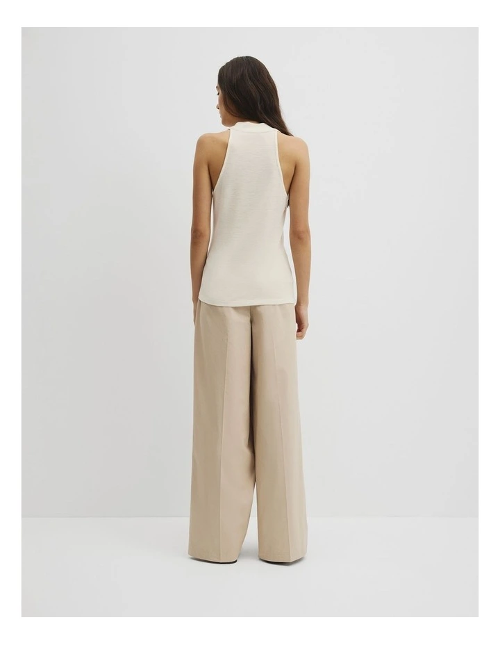 Wool V-neck Drape Tank in Ecru image 5
