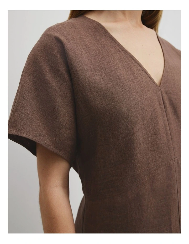 Linen Midi Dress in Carob image 2