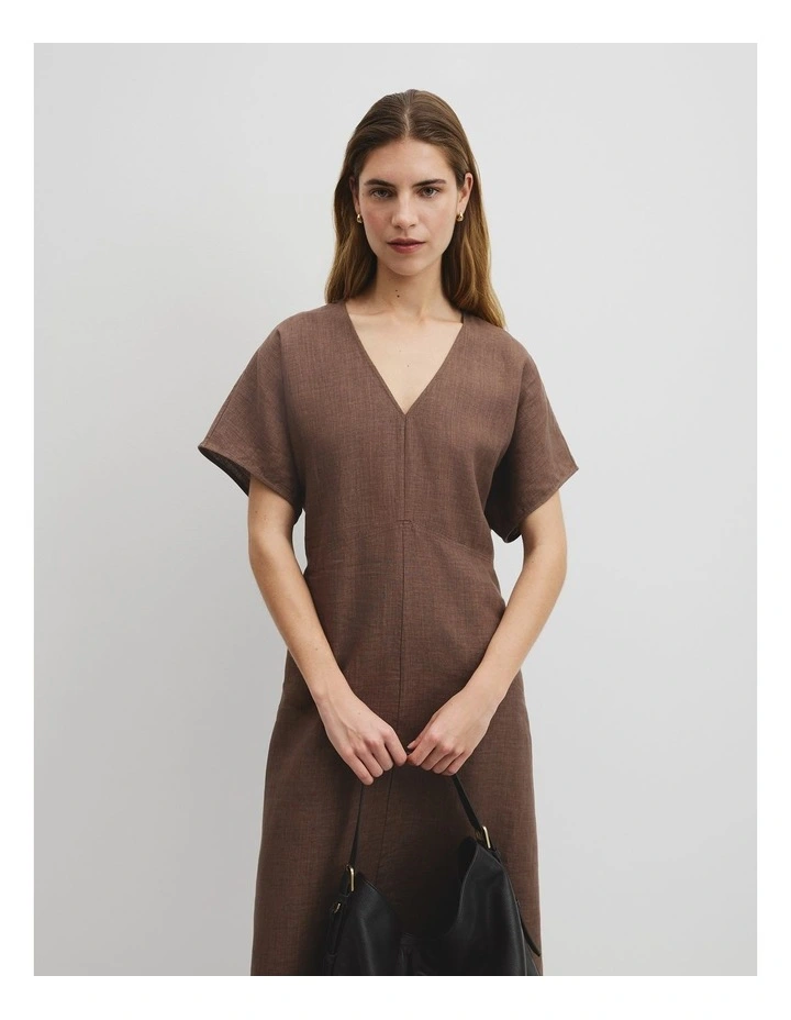 Linen Midi Dress in Carob image 3