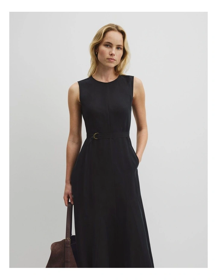 Godet Dress in Black image 4