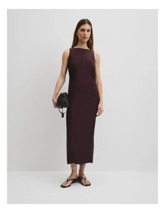 Column Dress in Claret