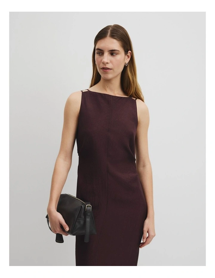 Column Dress in Claret image 4
