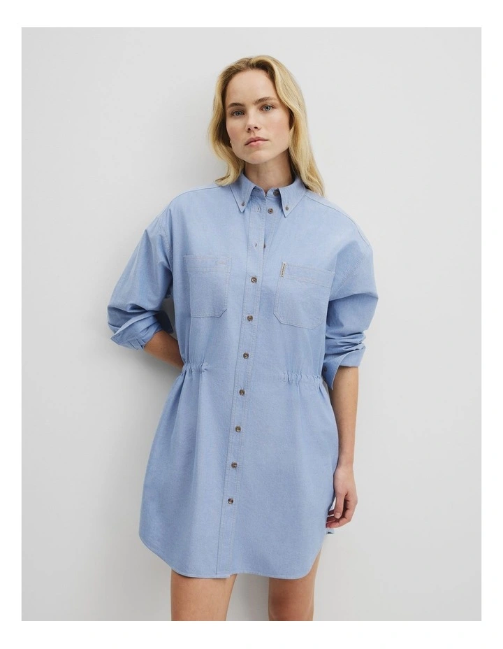 Oxford Workwear Shirt Dress in Chambray image 1