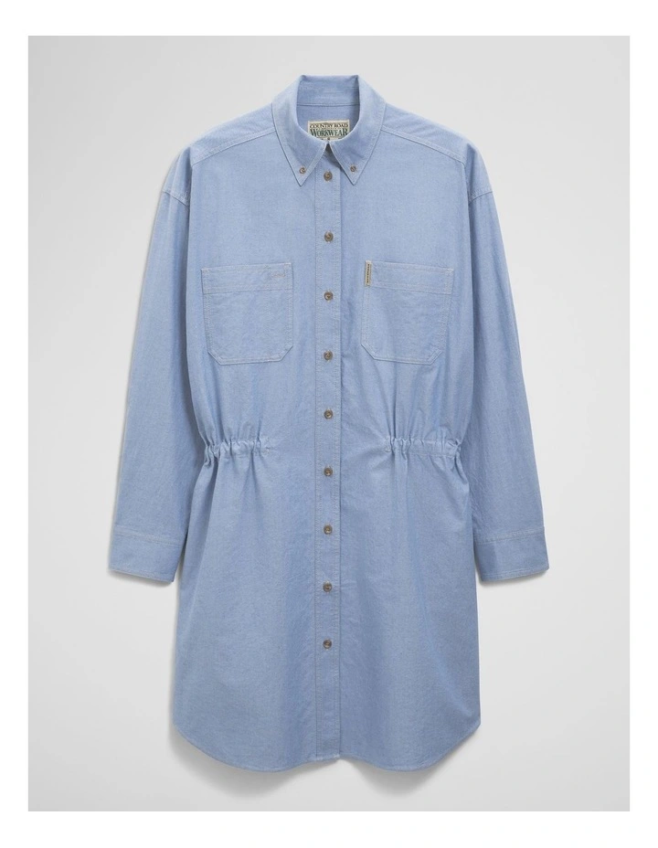 Oxford Workwear Shirt Dress in Chambray image 2