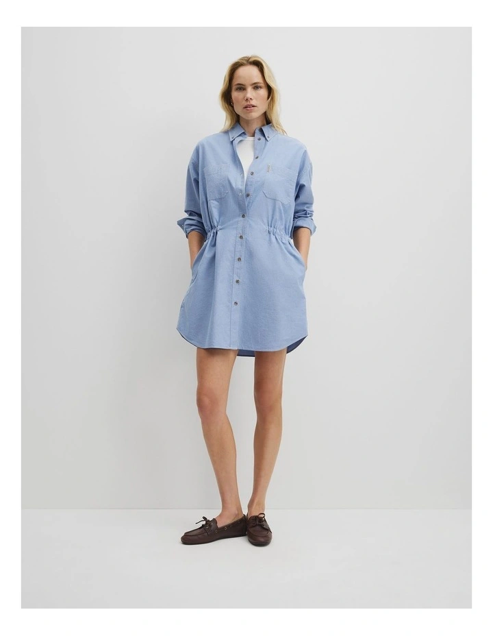 Oxford Workwear Shirt Dress in Chambray image 4