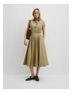 Australian Cotton Fit-and-flare Midi Dress in Pistachio