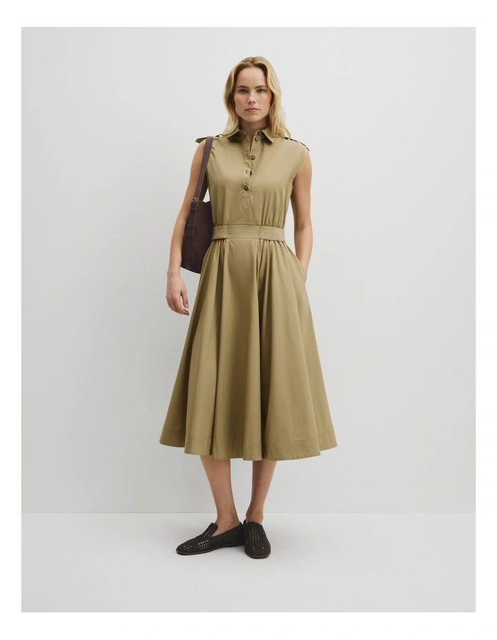 Australian Cotton Fit-and-flare Midi Dress in Pistachio image 1