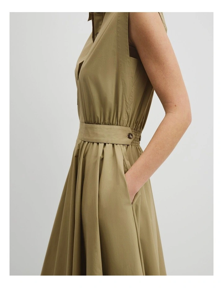 Australian Cotton Fit-and-flare Midi Dress in Pistachio image 3