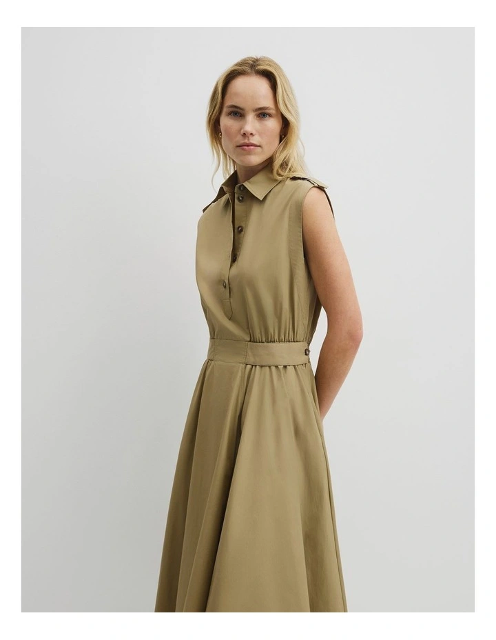 Australian Cotton Fit-and-flare Midi Dress in Pistachio image 4