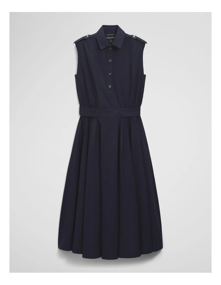 Australian Cotton Fit-and-flare Midi Dress in Eclipse Navy image 2