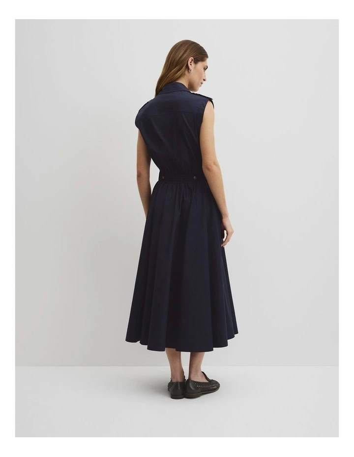 Australian Cotton Fit-and-flare Midi Dress in Eclipse Navy image 5