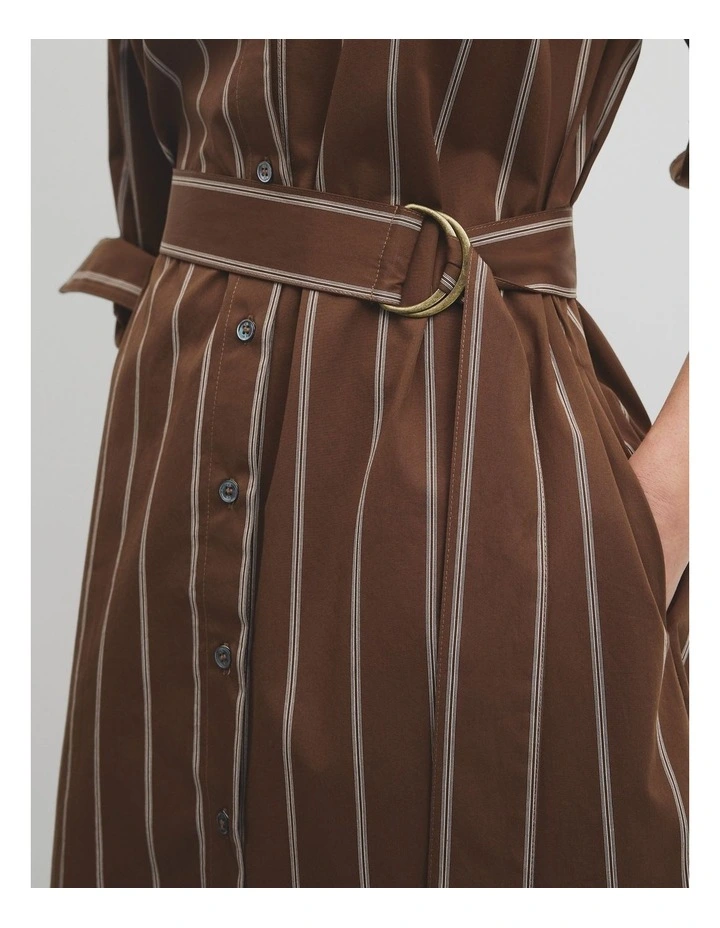 Longline Shirt Dress in Carob Stripe image 3