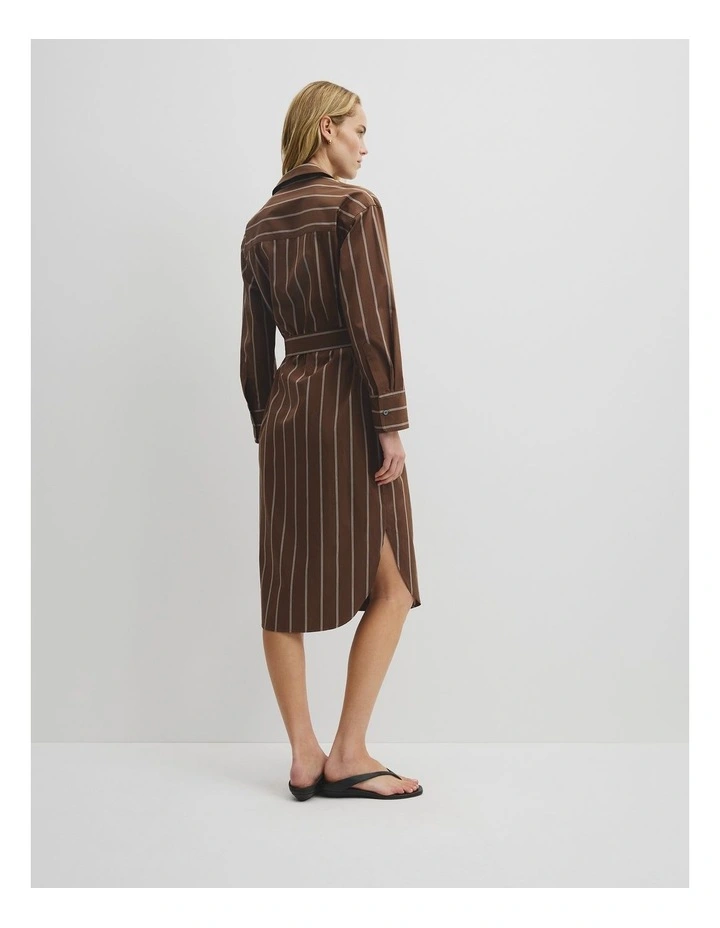 Longline Shirt Dress in Carob Stripe image 5
