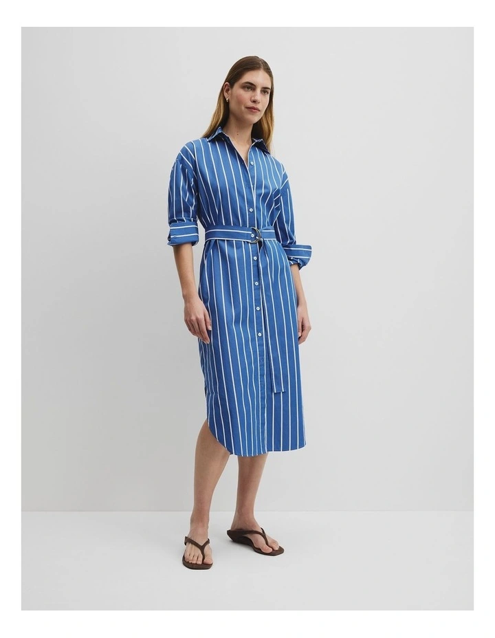 Longline Shirt Dress in Bold Blue Stripe image 1