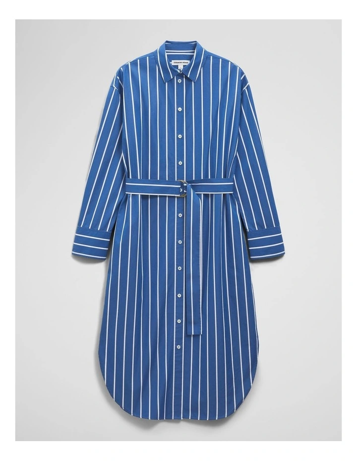 Longline Shirt Dress in Bold Blue Stripe image 2