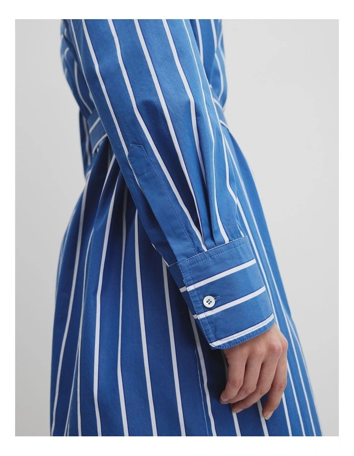 Longline Shirt Dress in Bold Blue Stripe image 3