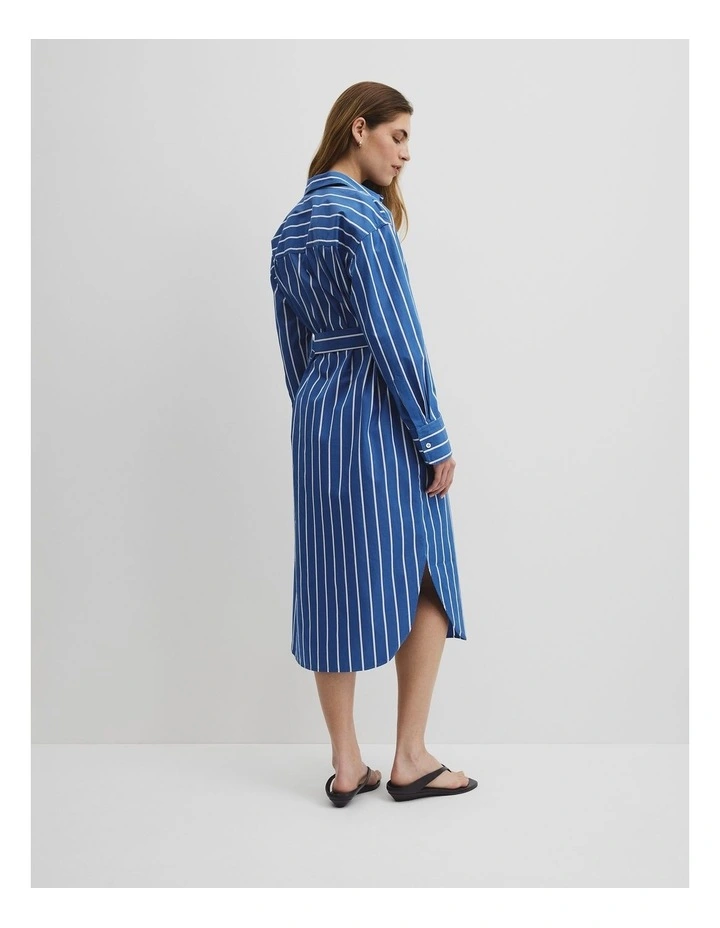 Longline Shirt Dress in Bold Blue Stripe image 5