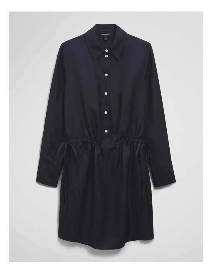 Silk Gathered Mini Dress in Twilight image 2