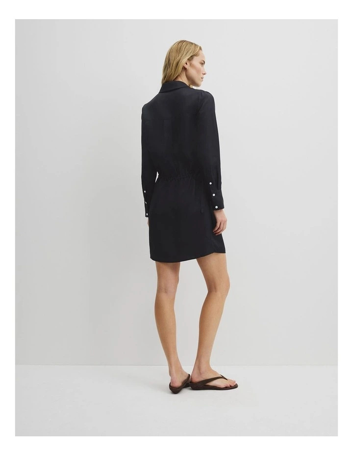 Silk Gathered Mini Dress in Twilight image 5