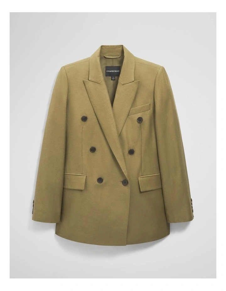 Double Breasted Tailored Blazer in Olive Haze image 2