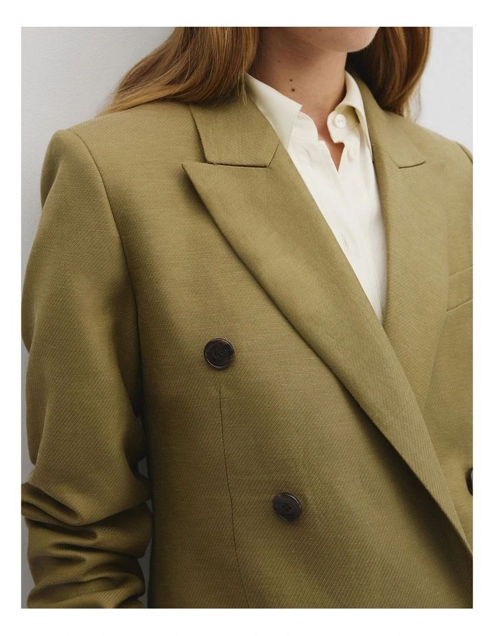 Double Breasted Tailored Blazer in Olive Haze image 3